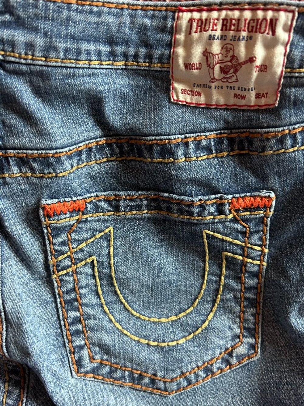 TRUE RELIGION JENNIE CURVY MID RISE SUPER SKINNY JEANS 33 MEDIUM WASH HORSESHOE